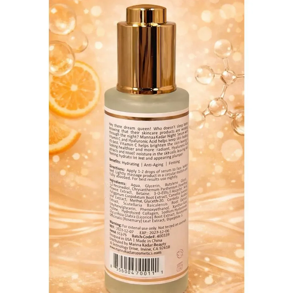Manna Kadar - Vitamin C & Hyaluronic Acid - Night Serum - 2.02 fl oz/ 60 mL